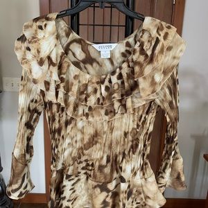 Ruffle brown and beige blouse